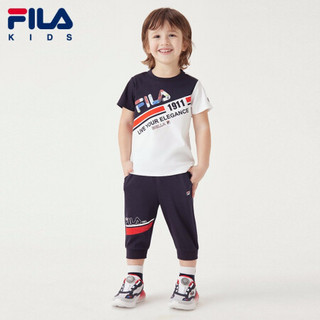 FILA（斐乐）童装儿童短袖2021夏季新款男童小童宽松潮流百搭纯棉t恤 标准白-WT 105cm