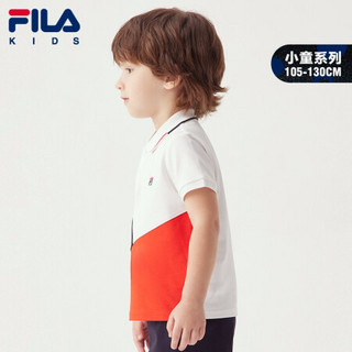 FILA（斐乐）童装儿童儿童短袖polo衫2021夏季新款男小童休闲百搭t恤 标准白-WT 120cm