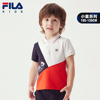 FILA（斐乐）童装儿童儿童短袖polo衫2021夏季新款男小童休闲百搭t恤 标准白-WT 120cm