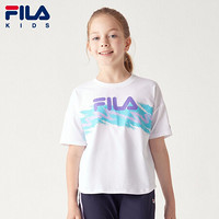 FILA（斐乐）童装儿童T恤2021夏季女中大童洋气短袖上衣 玉石白-WT 140cm