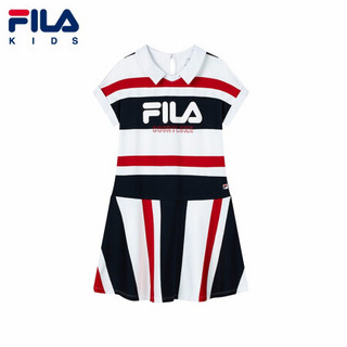 FILA（斐乐）童装女童短袖连衣裙2021夏季新款儿童洋气休闲运动裙子 RD宝蓝-NV 130cm