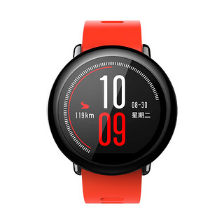 AMAZFIT 跃我 A1602 智能手表 46mm 黑色陶瓷版 红黑色硅胶表带(GPS)