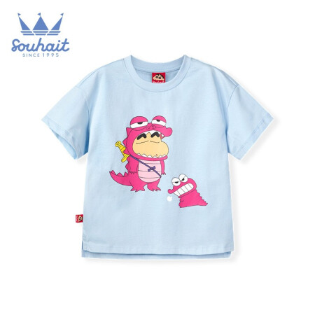 水孩儿童装亲子装三口夏装男童女童短袖T恤衫儿童t恤夏季新款短袖中小童短袖T恤蜡笔小新联名款潮 SHOXNX13CT355 冰晶蓝 140