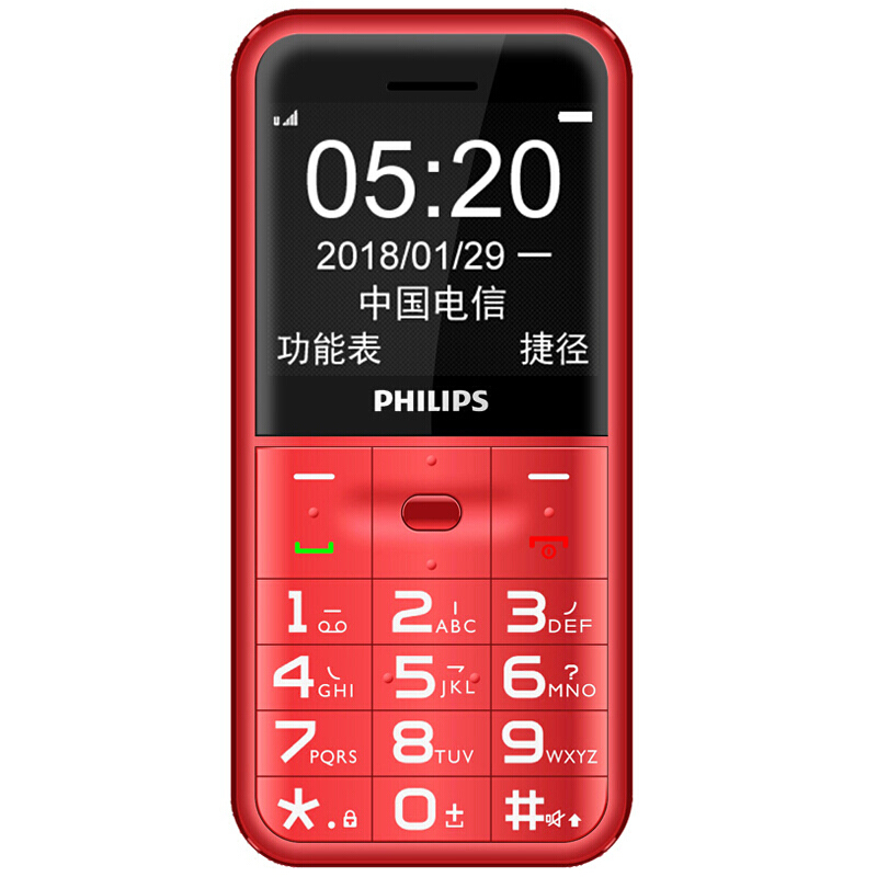 PHILIPS 飞利浦 E151Y 电信版 2G手机 绚丽红