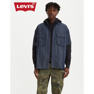 Levi's李维斯冰酷系列 男士灰色翻领牛仔短袖衬衫39040-0003 牛仔灰色 M