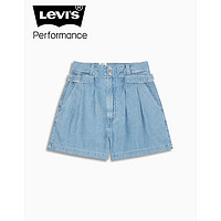 Levi's冰酷系列 女士浅蓝色高腰休闲设计感牛仔短裤39663-0001 浅蓝色 25