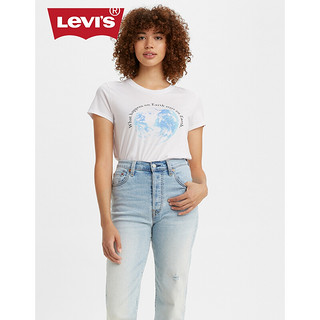 Levi's李维斯女士白色圆领纯棉地球印花短袖T恤29674-0134 白色 M