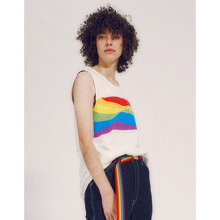 Levi's李维斯PRIDE彩虹系列男女同款圆领纯棉印花无袖背心56571-0015 白色 S