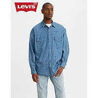 Levi's李维斯男士翻领纯棉不规则刺绣图案牛仔衬衫85470-0003 牛仔色 XL