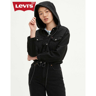 Levi's李维斯 春季商场同款 女士休闲纯棉连帽牛仔夹克外套85679-0000 黑色 S