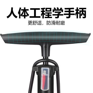 永久打气筒山地自行车骑行装备配件公路单车篮球气球通用高压带气压表汽车电动车充气气管子 高压带气压表气筒-黑色