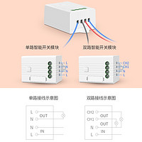 鸿雁无线遥控开关模块无线双控开关面板免布线随意贴开关220V家用 1个二开主开模块+1个二开随意贴白色