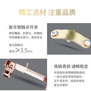 鸿雁(HONYAR)开关插座86型墙面暗装电源5孔无边框大板白10a五孔USB三孔家用开关Q86白色 正五孔单只装