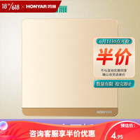 鸿雁HONYAR开关插座86型暗装五孔插座USB插座10A三孔16A一二三四开单双控Q86香槟金 空白盖板