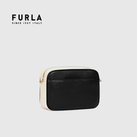 芙拉 FURLA 21FW秋冬 奢侈品 REAL系列迷你号女士黑色+米色单肩斜跨包