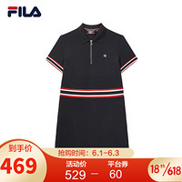 FILA 斐乐官方高圆圆同款女子polo裙 2021夏季新款运动连衣裙女 传奇蓝-NV 175/92A/XL