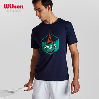 Wilson威尔胜春夏男子运动圆领T恤网球服法网联名款短袖上衣PARIS WRA788201-白色 L