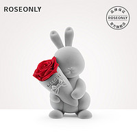 ROSEONLY 诺誓 永生玫瑰 甜心兔永生玫瑰花公仔礼盒 送女友礼物推荐