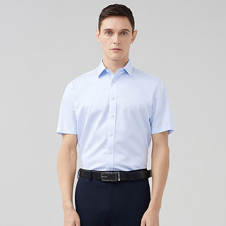 CEO系列春夏【DP免烫】尖领个性条纹男士短袖衬衫男士衬衫男 40 浅蓝条纹