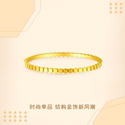 chowtaifook周大福ing系列几何圆形蜂巢足金黄金手镯
