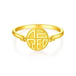 chowtaifook周大福大福红系列福字足金黄金戒指