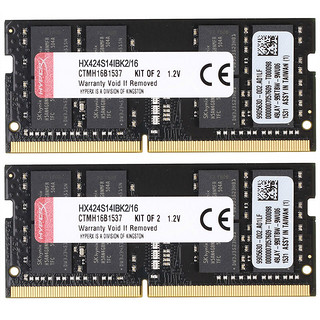 Kingston 金士顿 Impact系列 DDR4 2400MHz 笔记本内存 普条 黑色 16GB 8GB*2 HX424S14IBK2/16