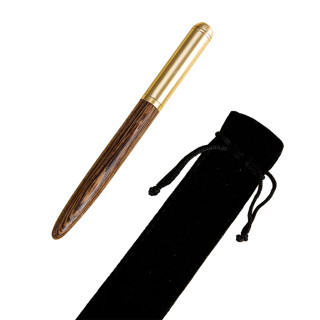 简约文艺复古黄铜檀木质笔杆签字笔0.5mm黑色中性笔学生书写水笔商务办公签字笔金属笔杆顺滑文艺黑笔可定制