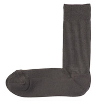 无印良品 無印良品 MUJI 男士罗纹中筒袜 DAE03A0S 深灰色