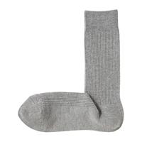 无印良品 無印良品 MUJI 男士罗纹中筒袜 DAE03A0S 灰色