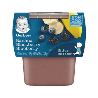 Gerber 嘉宝 婴幼儿辅食 香蕉混合莓泥 蔬果泥 二段 6个月以上 113g*2罐装 226g 美国进口