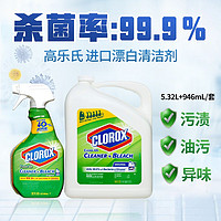 clorox 高乐氏 CLOROX厨房油烟机重油污强力清洁喷剂清洁漂白剂杀菌消毒水 946ml+5320ml