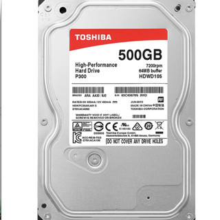 TOSHIBA 东芝 P300系列 500GB 3.5英寸 台式机硬盘 (7200rpm) HDWD105