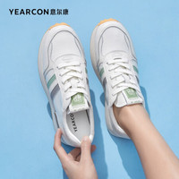 YEARCON 意尔康 女鞋户外时尚运动休闲鞋平底系带学生风单鞋女 1161ZD20211W 米/绿 38