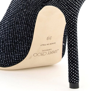 JIMMY CHOO 周仰杰 ROMY 100 GVE系列 女士织物高跟鞋 黑色 38