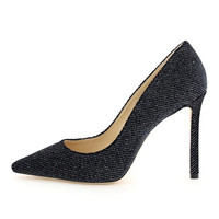 JIMMY CHOO 周仰杰 ROMY 100 GVE系列 女士织物高跟鞋 黑色 38
