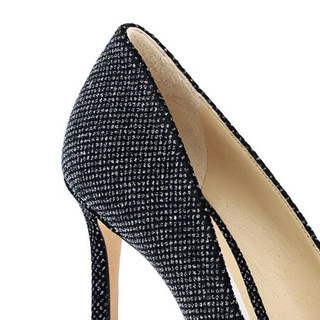 JIMMY CHOO 周仰杰 ROMY 100 GVE系列 女士织物高跟鞋 黑色 38