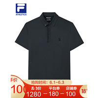 FILA ATHLETICS斐乐男子短袖POLO衫2021年秋季新款气质百搭上衣 深黑-BK 180/100A/XL