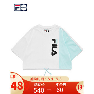 FILA FUSION 斐乐潮牌女装短袖衫2021夏秋新款街头运动短款T恤女 标准白-WT（宽松版型，建议拍小一码） 160/80A/S