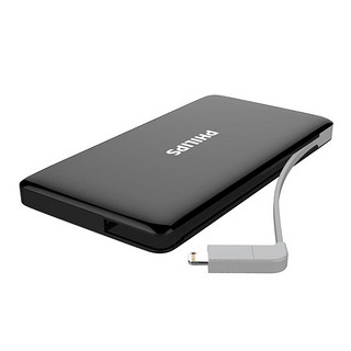 PHILIPS 飞利浦 DLP6101 移动电源数据线二合一 黑色 10000mAh micro usb 2.1A双向快充