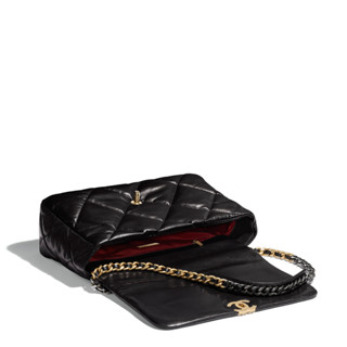 Chanel 香奈儿 女包19bag黑色羊皮菱格翻盖包肩背包同款礼盒装 中号 20 x30 x 10cm