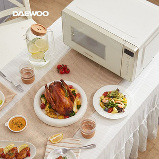 韩国大宇微波炉烤箱一体机家用小型迷你复古平板式智能 仙露白