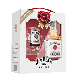 JIM BEAM 金宾 Jim Beam）洋酒 美国波本威士忌 嗨棒杯礼盒（1瓶金宾白占边+1个金宾嗨棒杯）