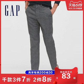 Gap 盖璞 男装时尚格纹修身休闲裤603929春夏新款通勤直筒长裤男