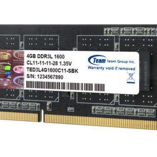 Team 十铨 DDR3 1600MHz 笔记本内存 普条  4GB TED3L4G1600C11-SBK