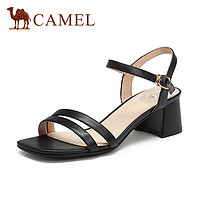 CAMEL 骆驼 A120076334 女士一字搭扣凉鞋 黑色 38