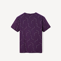 【简约大方】男士几何印花圆领休闲丝光棉短袖T恤 2XL 深紫花纹WN