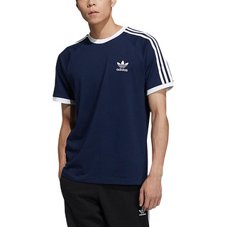 adidas Originals Adicolor系列 3-Stripes Tee 男子运动T恤 GT9917 学院藏青蓝/白 L