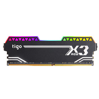 tigo 金泰克 X3 DDR4 3200MHz RGB  台式机内存 灯条 黑色 8GB