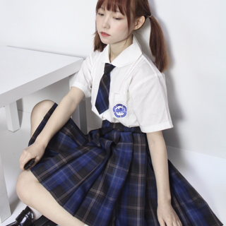 ZHONGDAO 中岛学园 夜风 校供感JK制服 女士格裙 蓝色 42cm S