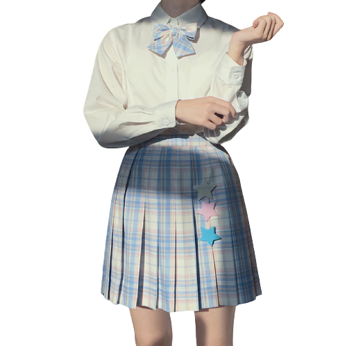 夏日咸鱼祭 玻璃弹珠 JK制服 女士格裙 XDH-G19002 粉蓝 42cm S
